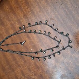 Dark iridescent two string holiday necklace